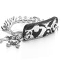 Inter Chainable Wristwear - Floral Black/White Leather/Silver Chain