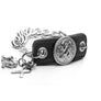 Inter Chainable Wristwear - Patent Black Leather/Silver Ribbon