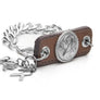 Inter Chainable Wristwear - Brown Leather/Silver Ribbon