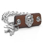Inter Chainable Wristwear - Brown Leather/Silver Mascot