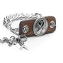 Inter Chainable Wristwear - Patent Brown Leather/Silver Ribbon