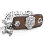 Inter Chainable Wristwear - Patent Brown Leather/Silver Mascot