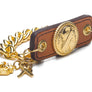 Inter Chainable Wristwear - Brown Leather/Gold Ribbon