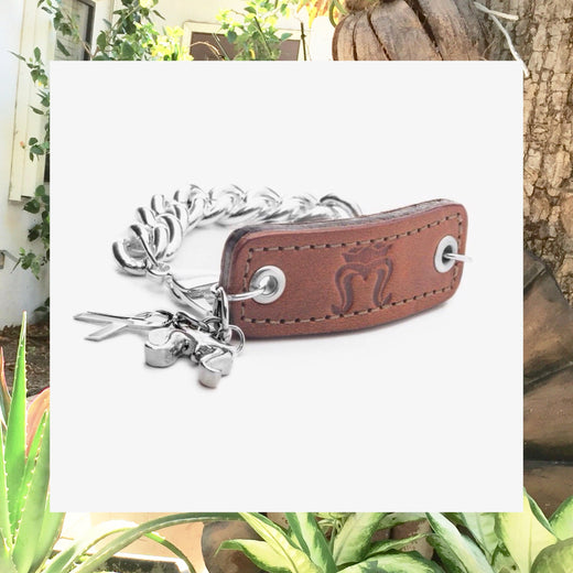 Inter Chainable Wristwear - Brown Leather/Silver Chain