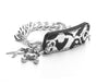 Inter Chainable Wristwear - Floral Black/White Leather/Silver Chain