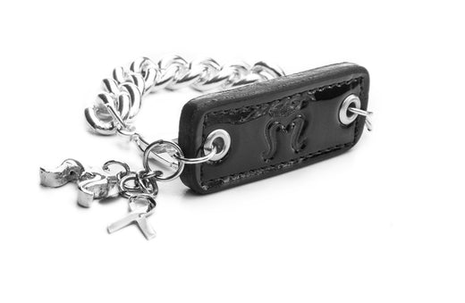 Inter Chainable Wristwear - Patent Black Leather/Silver Chain