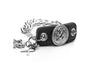 Inter Chainable Wristwear - Black Leather/Silver Ribbon