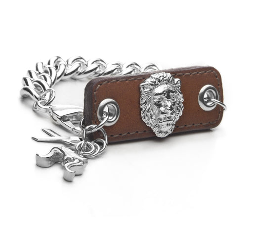 Inter Chainable Wristwear - Brown Leather/Silver Mascot