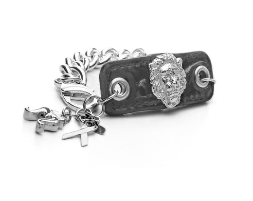 Inter Chainable Wristwear - Patent Black Leather/Silver Mascot