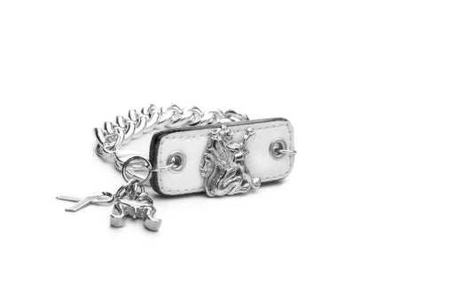 Inter Chainable Wristwear - Patent White Leather/Silver Lion