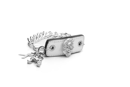 Inter Chainable Wristwear - Patent White Leather/Silver Mascot