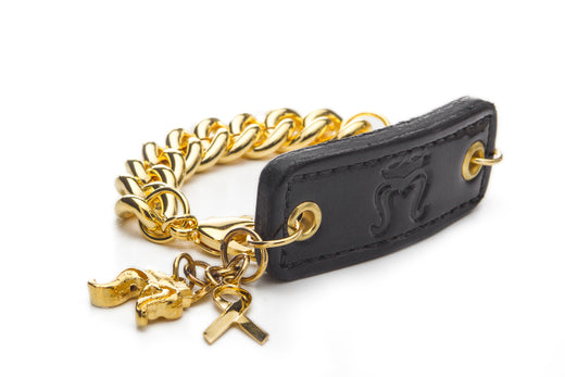 Inter Chainable Wristwear - Patent Black Leather/Gold Chain