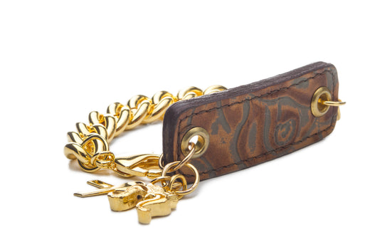Inter Chainable Wristwear - Floral Copper Leather/Gold Chain