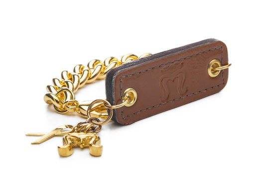 Inter Chainable Wristwear - Patent Brown Leather/Gold Chain