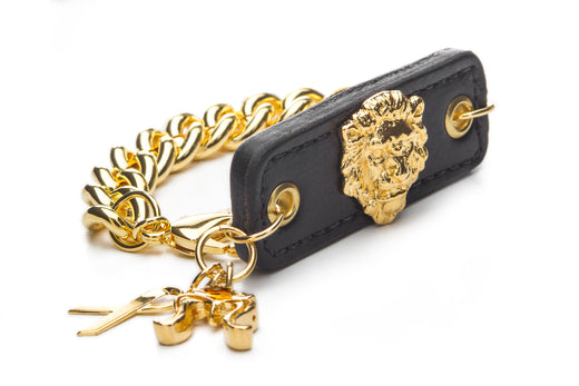 Inter Chainable Wristwear - Black Leather/Gold Mascot