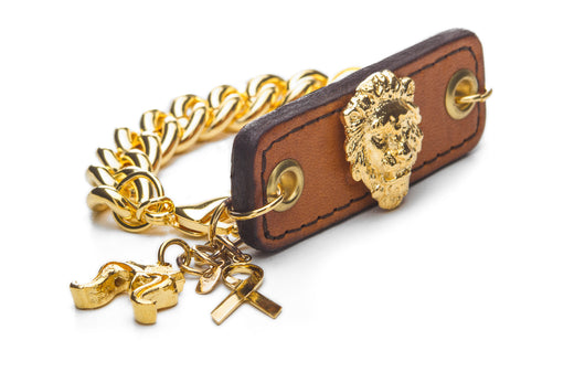 Inter Chainable Wristwear - Brown Leather/Gold Mascot