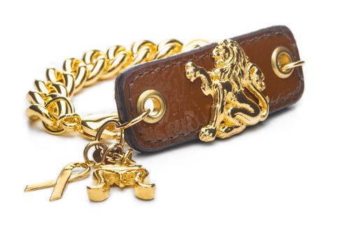 Inter Chainable Wristwear - Patent Brown Leather/Gold Lion