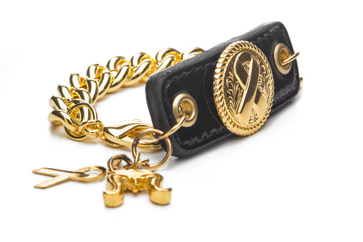 Inter Chainable Wristwear - Patent Black Leather/Gold Ribbon