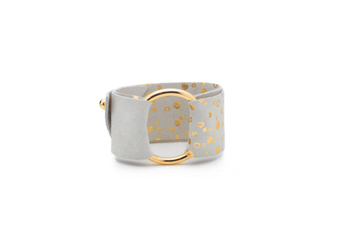 Wrap Around Wristwear - White/Gold Leather