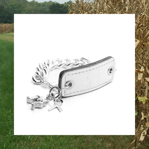 Inter Chainable Wristwear - Patent White Leather/Silver Chain